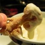 Pipas de conejo con alioli espumoso. Rabit seeds with sparking garlic mayonnaise.